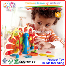 2015 Kids Lovely Lacing Wooden Peacock Colorful Wooden Educational Kids Toys of Good Quality